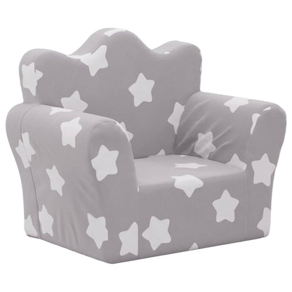 Divano per Bambini grigio chiaro con Stelle in Morbido Peluche