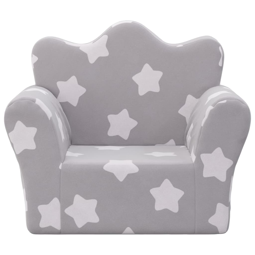 Divano per Bambini grigio chiaro con Stelle in Morbido Peluche