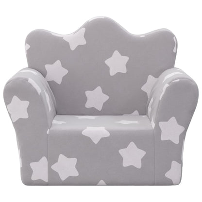 Divano per Bambini grigio chiaro con Stelle in Morbido Peluche
