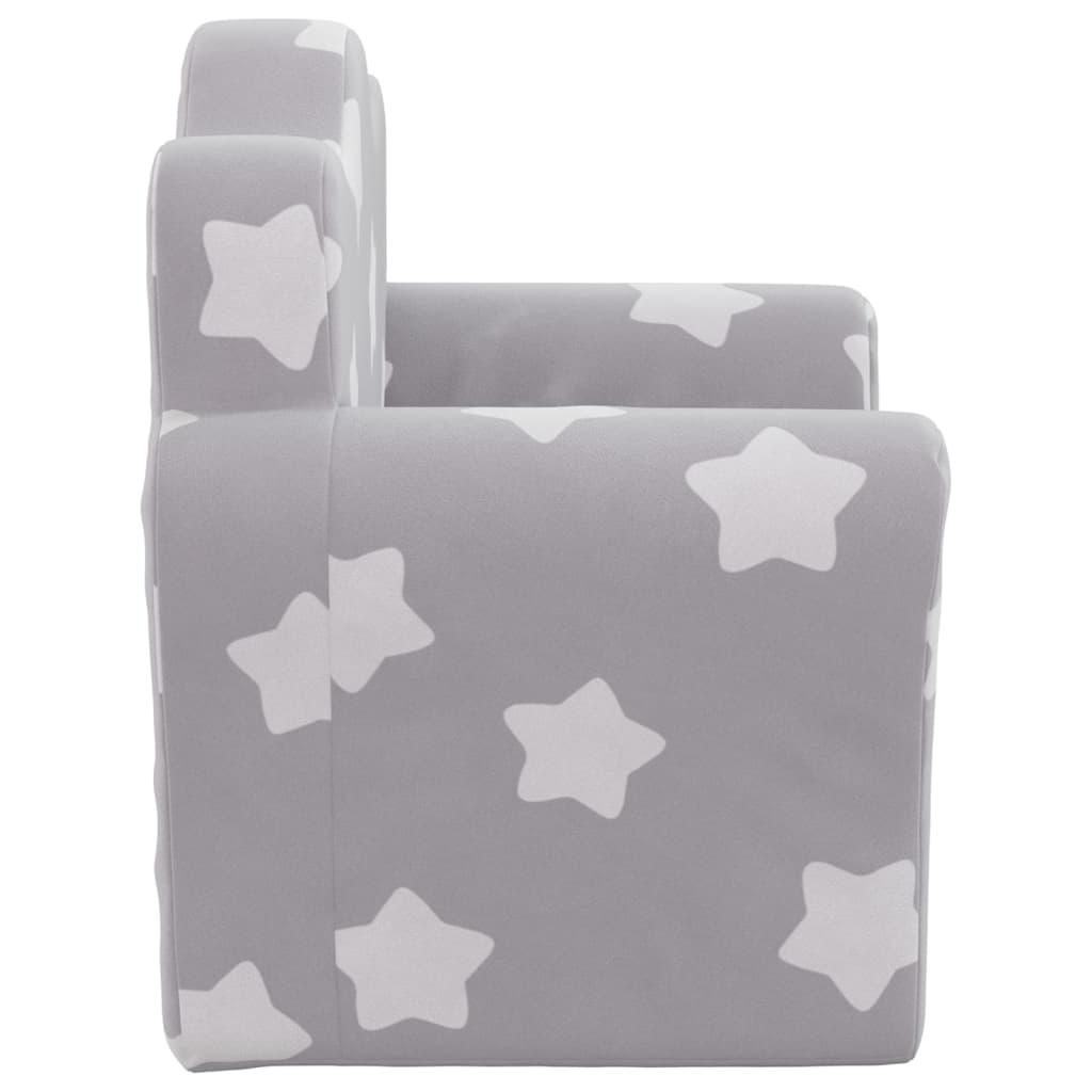 Divano per Bambini grigio chiaro con Stelle in Morbido Peluche