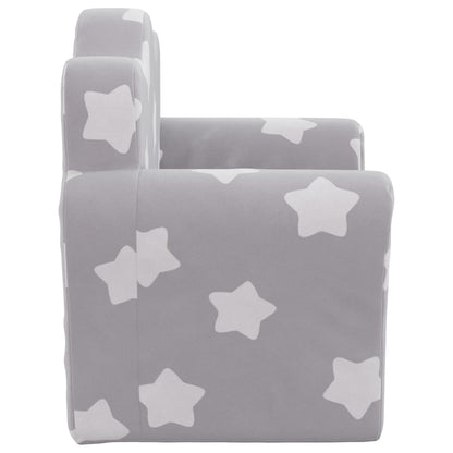 Divano per Bambini grigio chiaro con Stelle in Morbido Peluche
