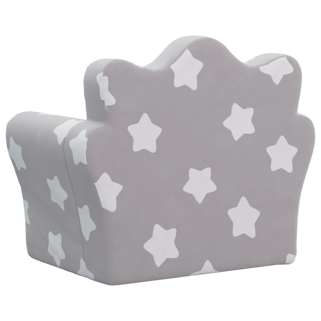 Divano per Bambini Grigio Chiaro con Stelle in Morbido Peluche | homemem39