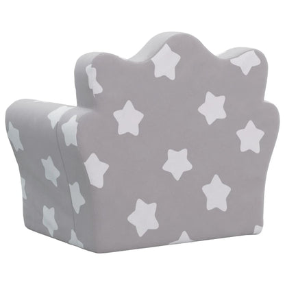 Divano per Bambini Grigio Chiaro con Stelle in Morbido Peluche | homemem39