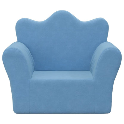Divano per Bambini Blu in Morbido Peluche
