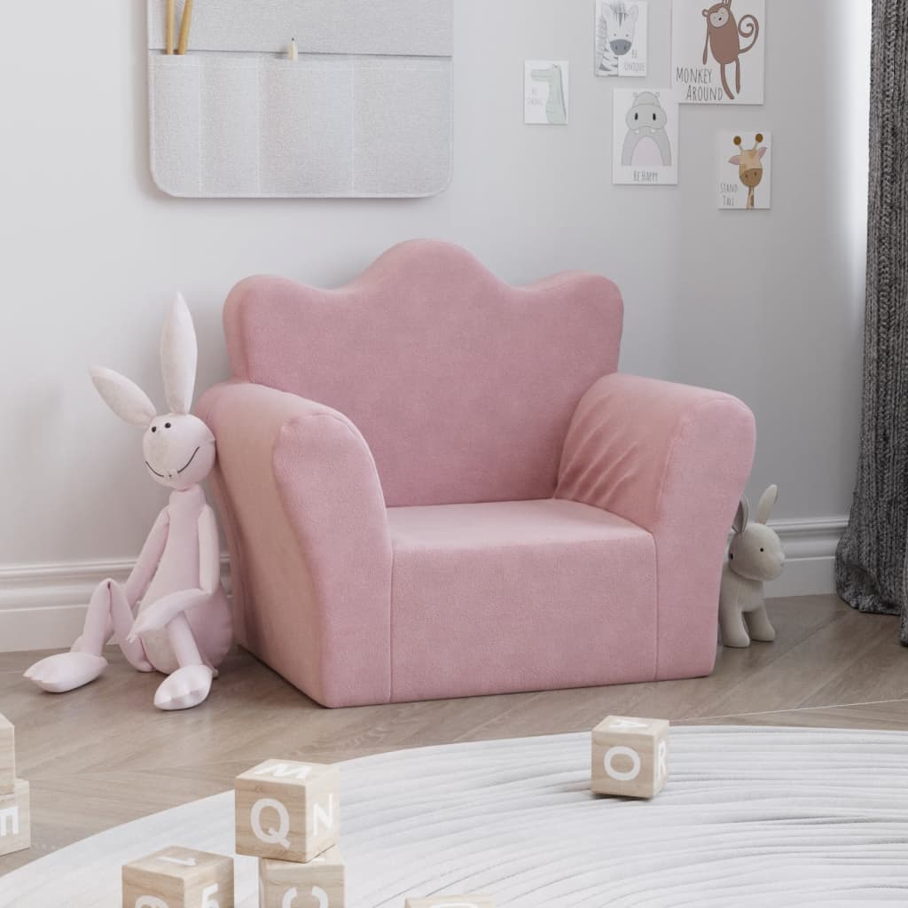 Divano per Bambini Rosa in Morbido Peluche | homemem39