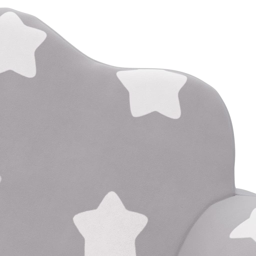Divano Bambini 2 Posti Grigio Chiaro con Stelle Morbido Peluche | homemem39
