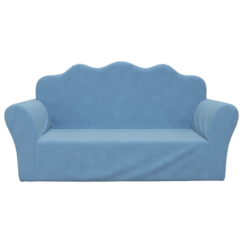 Divano per Bambini a 2 Posti Blu in Morbido Peluche | homemem39