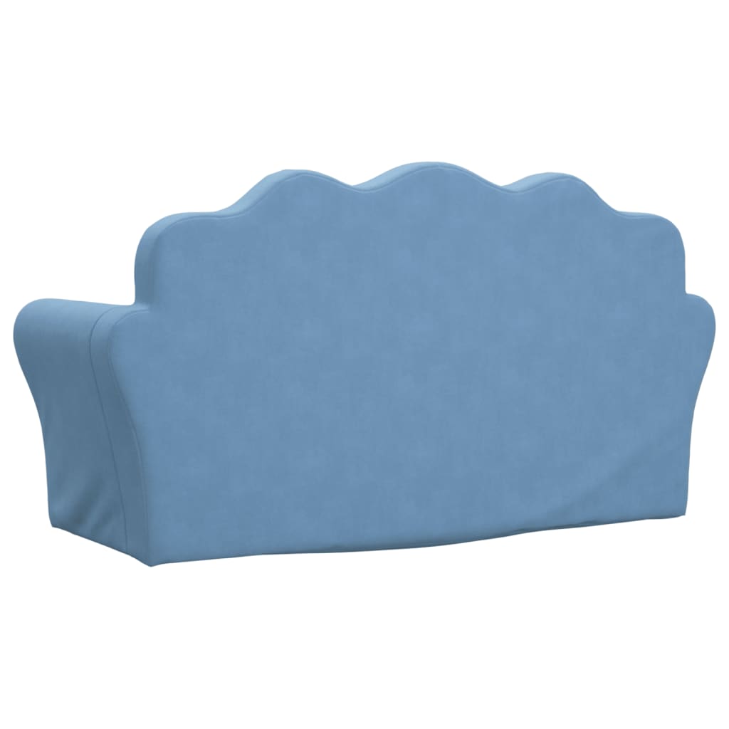 Divano per Bambini a 2 Posti Blu in Morbido Peluche | homemem39