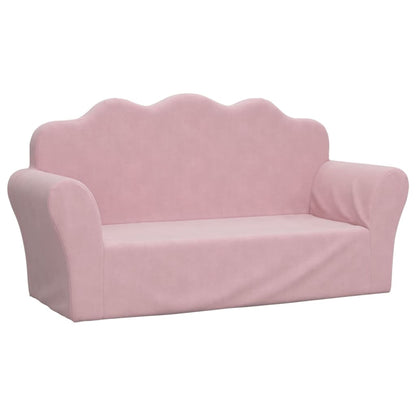 Divano per bambini a 2 posti rosa in morbido peluche | homemem39
