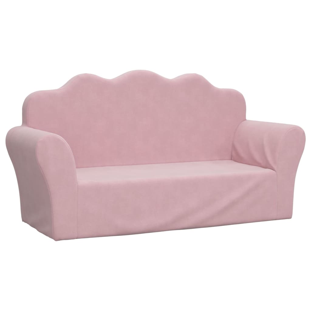 Divano per bambini a 2 posti rosa in morbido peluche