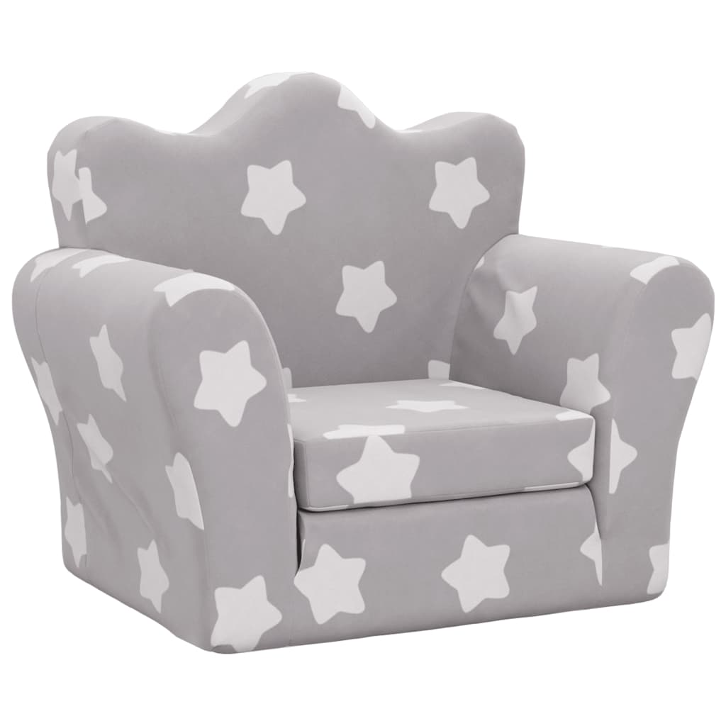 Divano Letto Bambini Grigio Chiaro con Stelle Morbido Peluche | homemem39