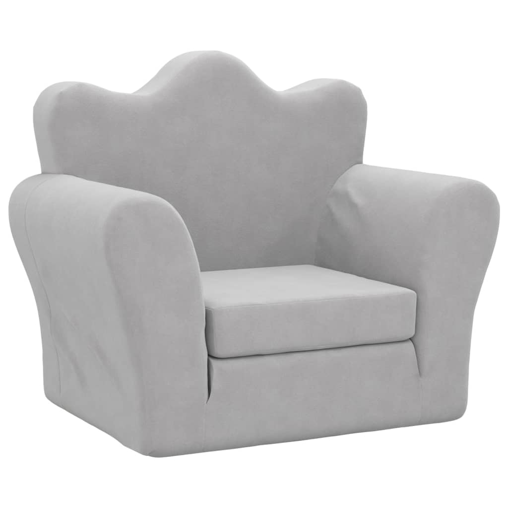 Divano Letto per Bambini Grigio Chiaro in Morbido Peluche | homemem39