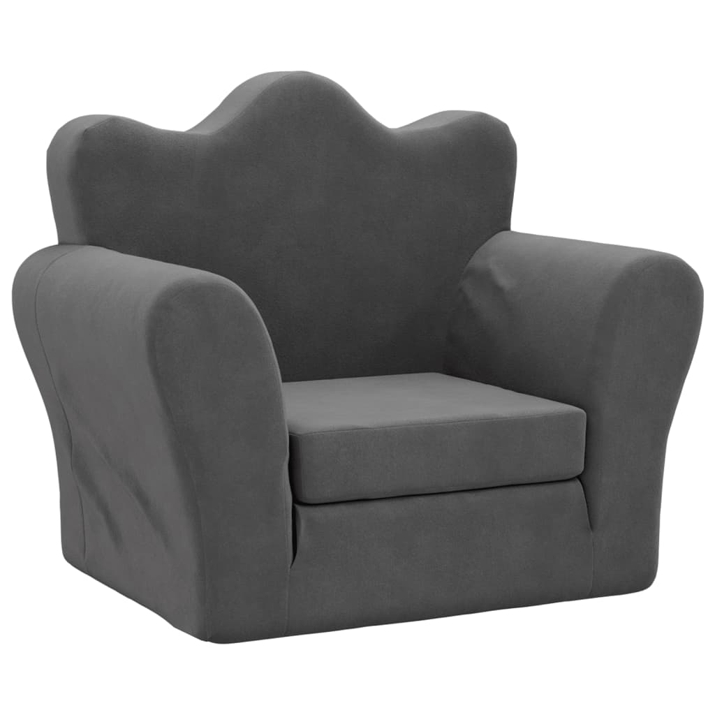 Divano Letto per Bambini Antracite in Morbido Peluche | homemem39