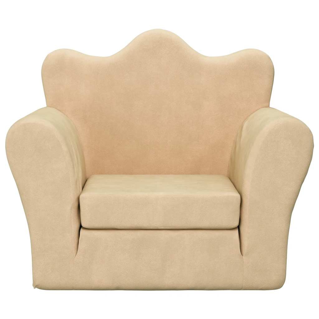 Divano Letto per Bambini Crema in Morbido Peluche