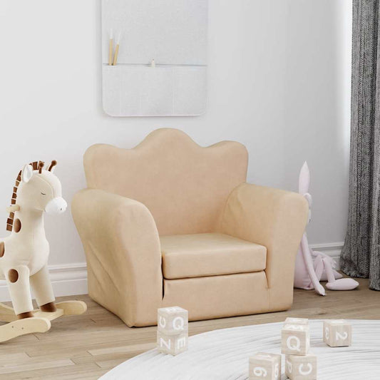 Divano Letto per Bambini Crema in Morbido Peluche | homemem39