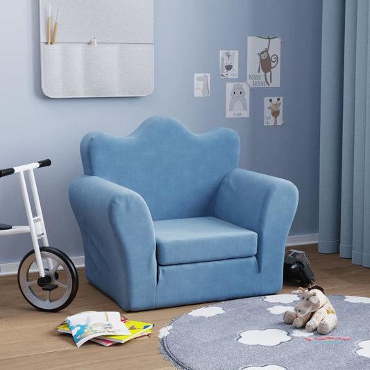 Divano Letto per Bambini Blu in Morbido Peluche | homemem39