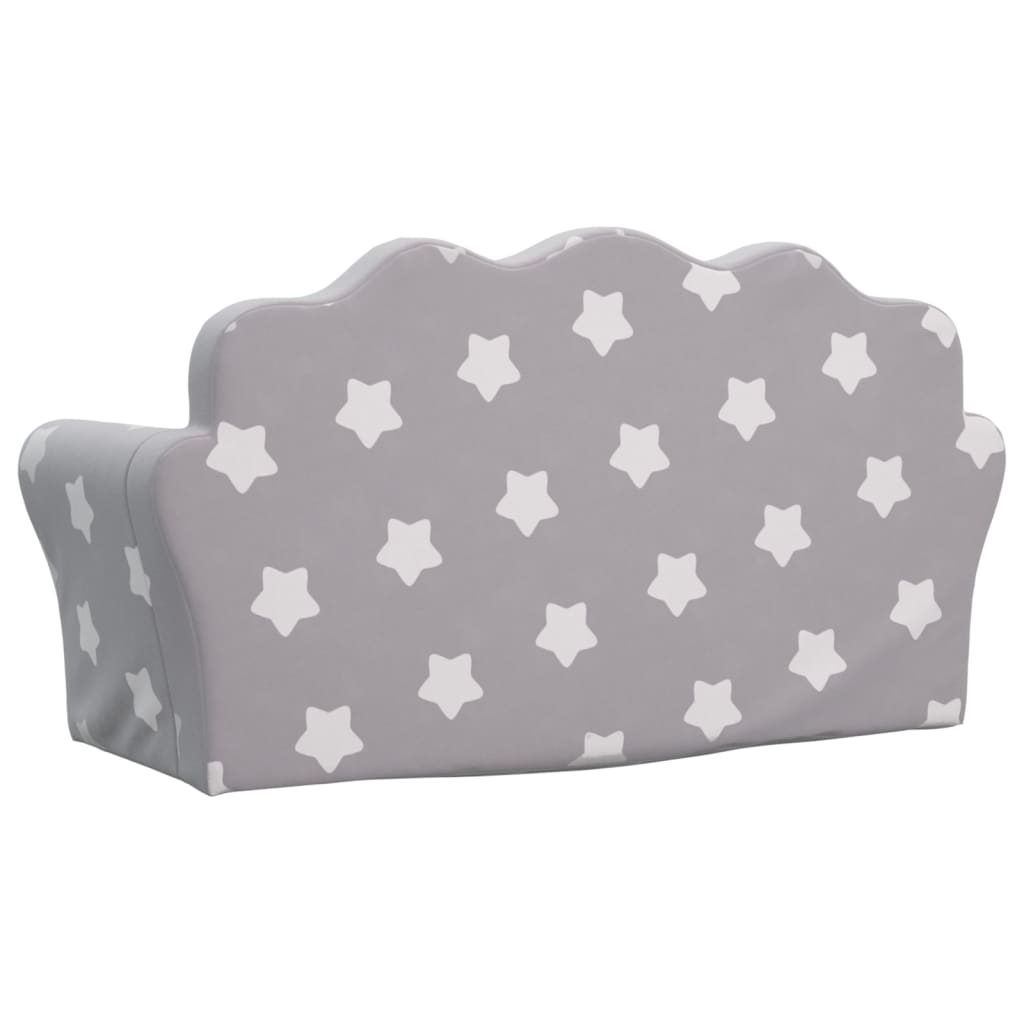 Divano Letto Bambini a 2 Posti Grigio Chiaro con Stelle Peluche