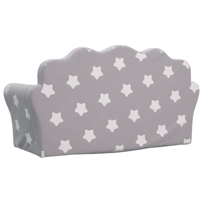 Divano Letto Bambini a 2 Posti Grigio Chiaro con Stelle Peluche