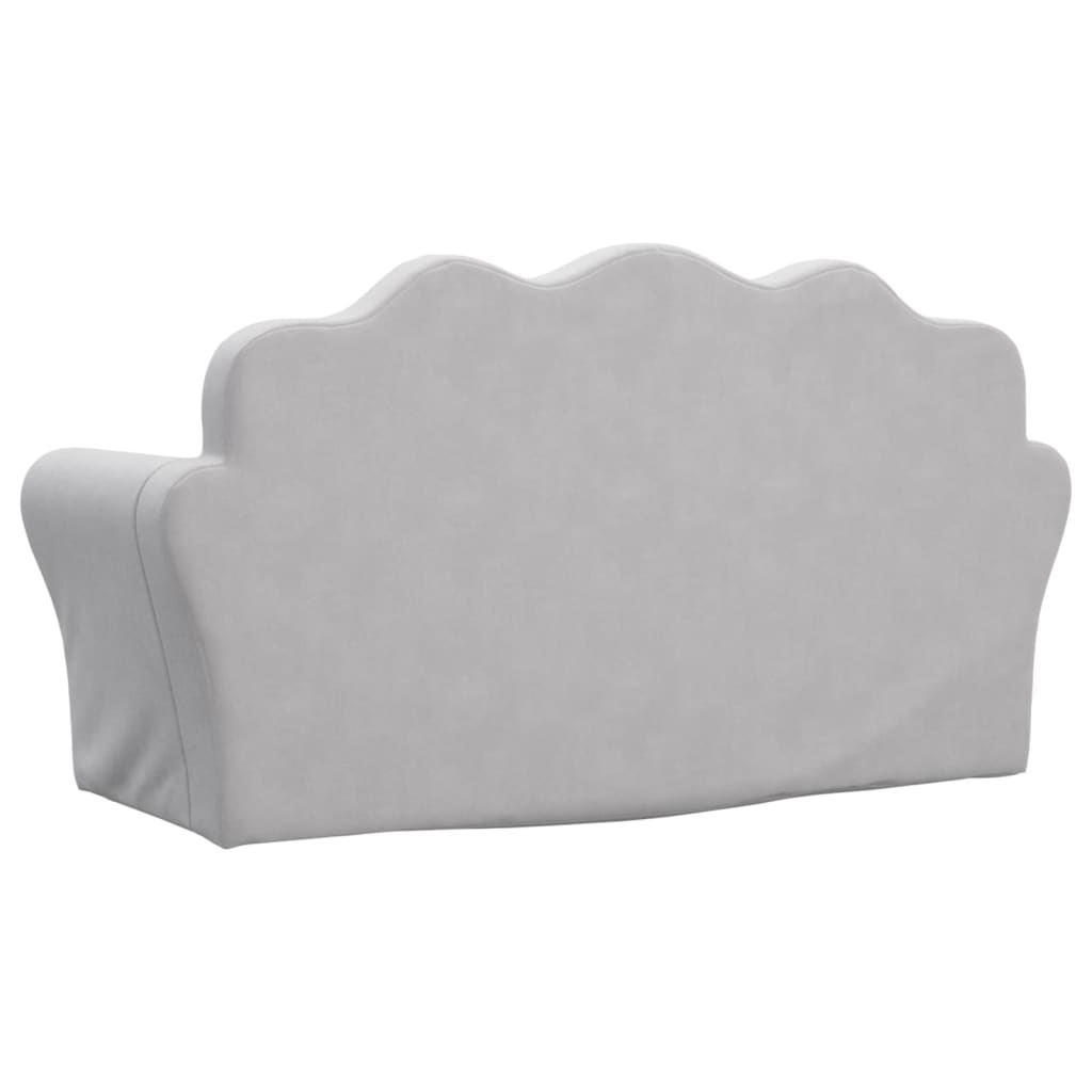 Divano Letto Bambini a 2 Posti Grigio Chiaro in Morbido Peluche
