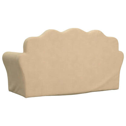 Divano Letto per Bambini a 2 Posti Crema in Morbido Peluche