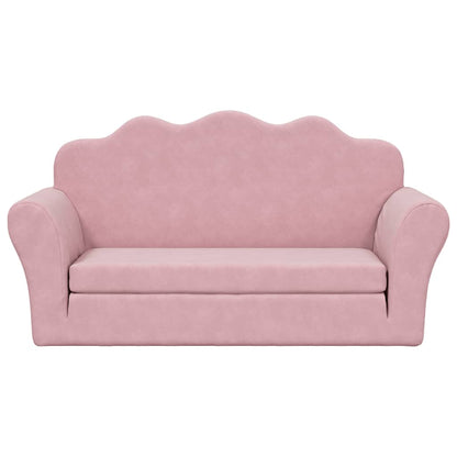 Divano Letto per Bambini a 2 Posti Rosa in Morbido Peluche