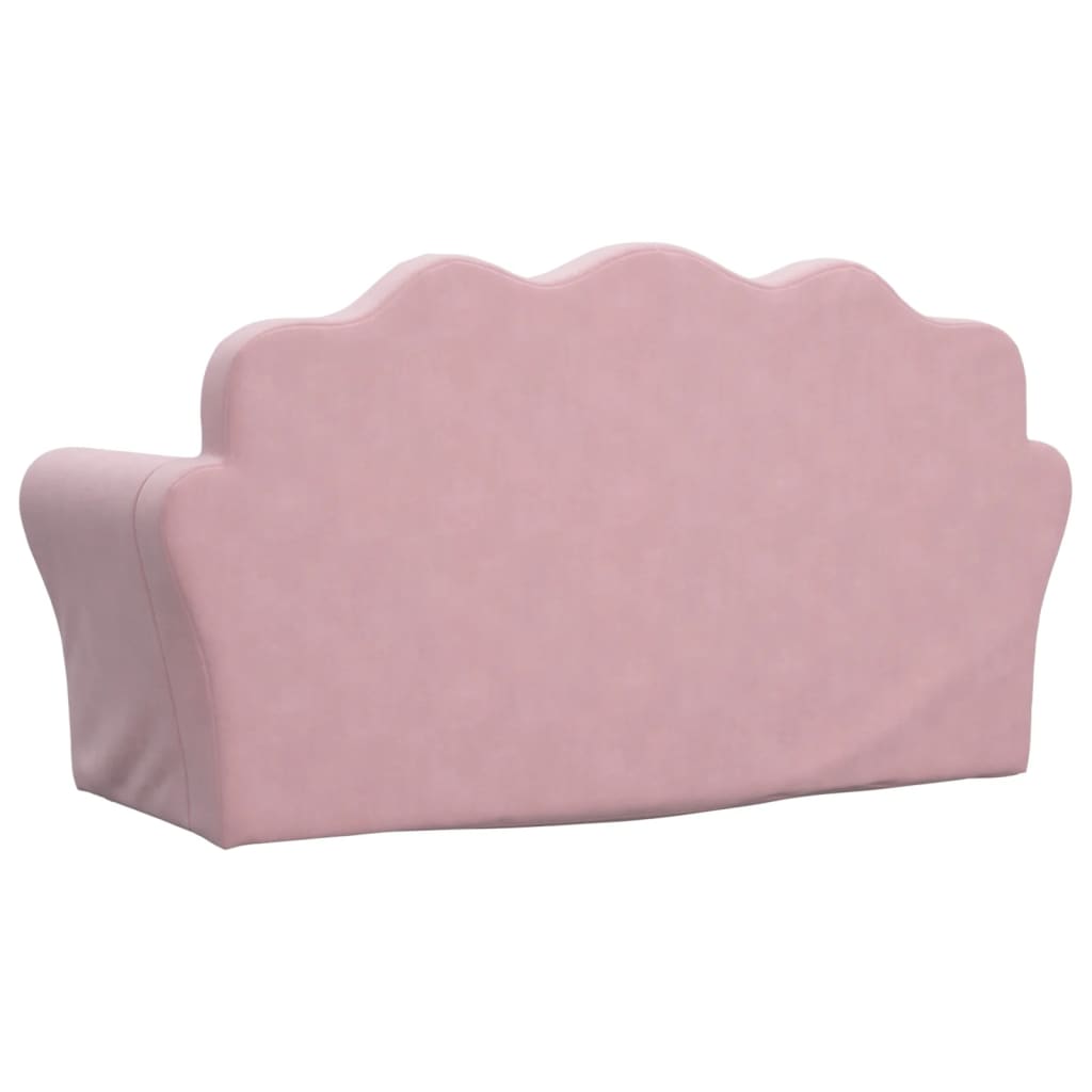 Divano Letto per Bambini a 2 Posti Rosa in Morbido Peluche