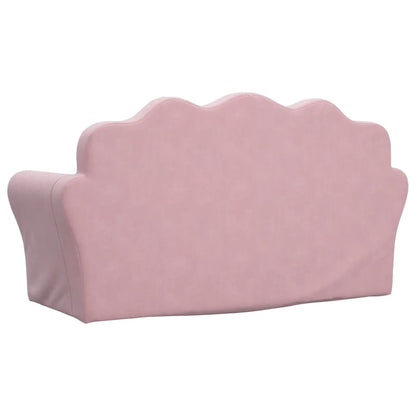 Divano Letto per Bambini a 2 Posti Rosa in Morbido Peluche