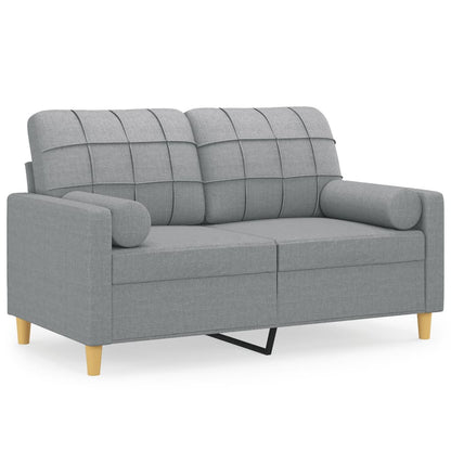 Divano a 2 Posti con Cuscini Grigio Chiaro 120 cm in Tessuto | homemem39