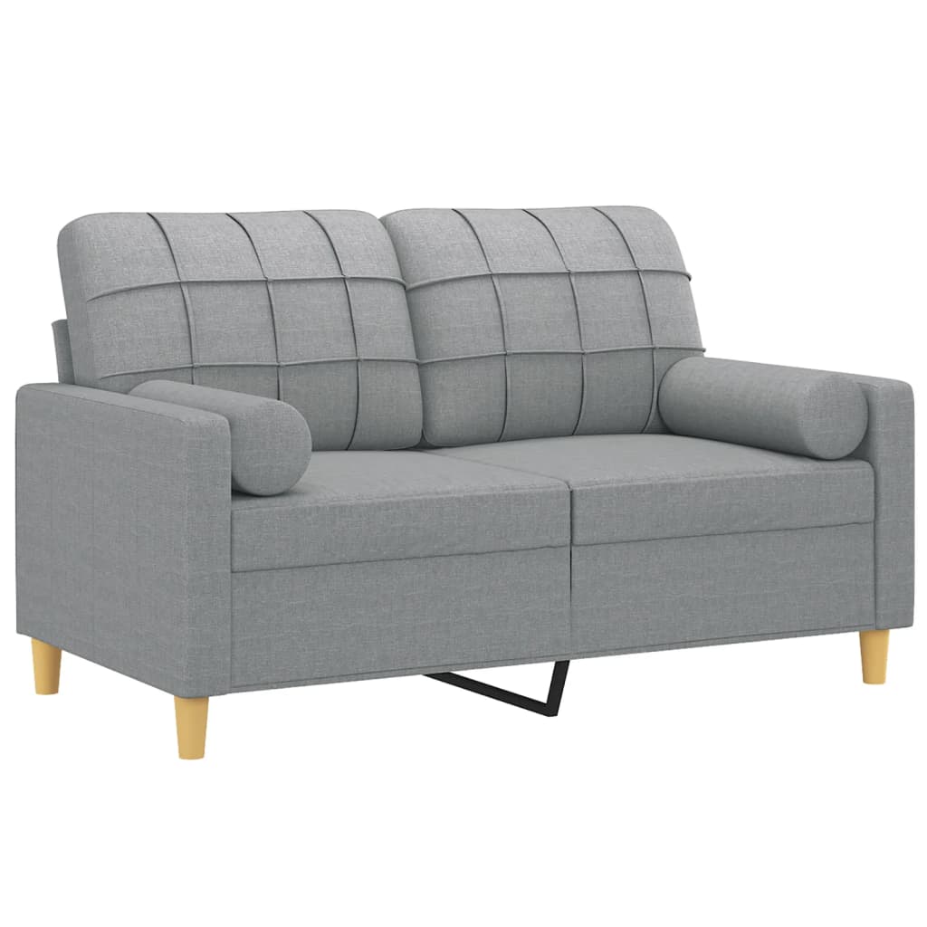 Divano a 2 Posti con Cuscini Grigio Chiaro 120 cm in Tessuto | homemem39