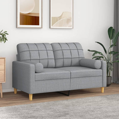 Divano a 2 Posti con Cuscini Grigio Chiaro 120 cm in Tessuto | homemem39