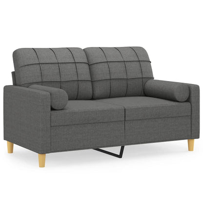 Divano a 2 Posti con Cuscini Grigio Scuro 120 cm in Tessuto | homemem39