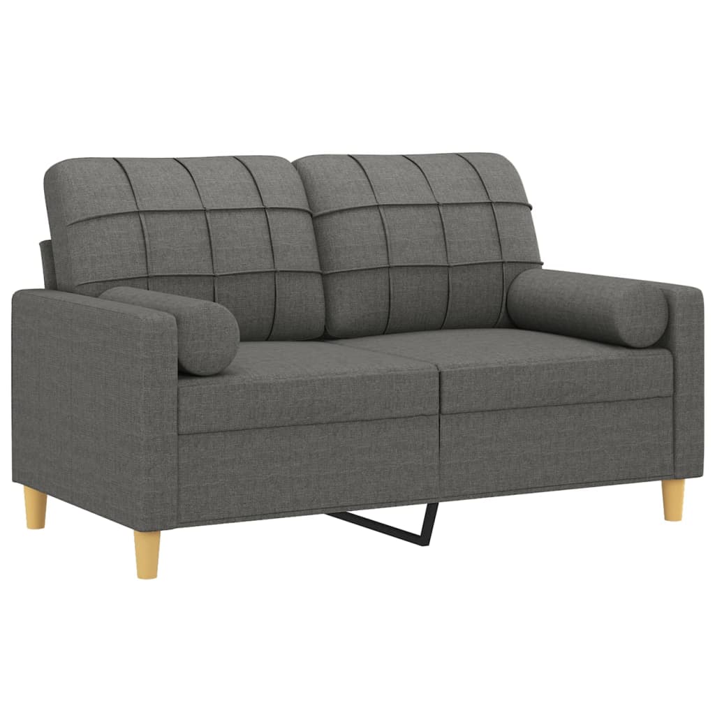 Divano a 2 Posti con Cuscini Grigio Scuro 120 cm in Tessuto | homemem39