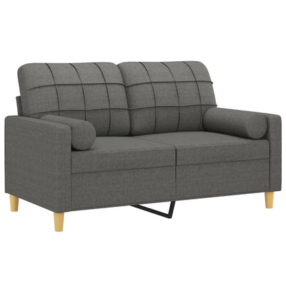 Divano a 2 Posti con Cuscini Grigio Scuro 120 cm in Tessuto | homemem39