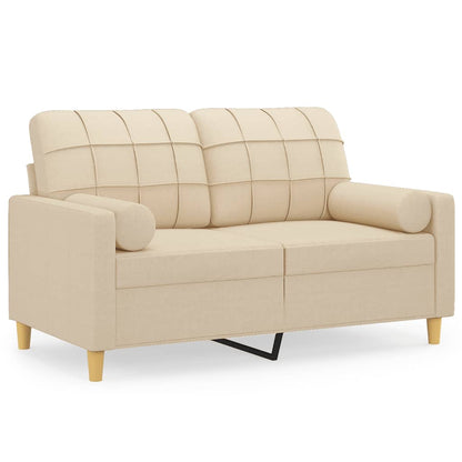Divano a 2 Posti con Cuscini Crema 120 cm in Tessuto | homemem39