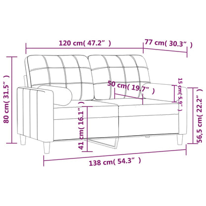 Divano a 2 Posti con Cuscini Crema 120 cm in Tessuto | homemem39