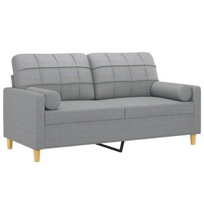 Divano a 2 Posti con Cuscini Grigio Chiaro 140 cm in Tessuto | homemem39