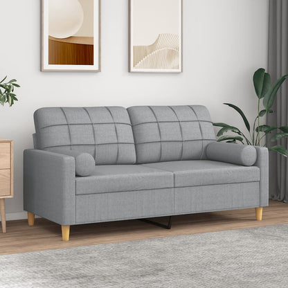 Divano a 2 Posti con Cuscini Grigio Chiaro 140 cm in Tessuto | homemem39