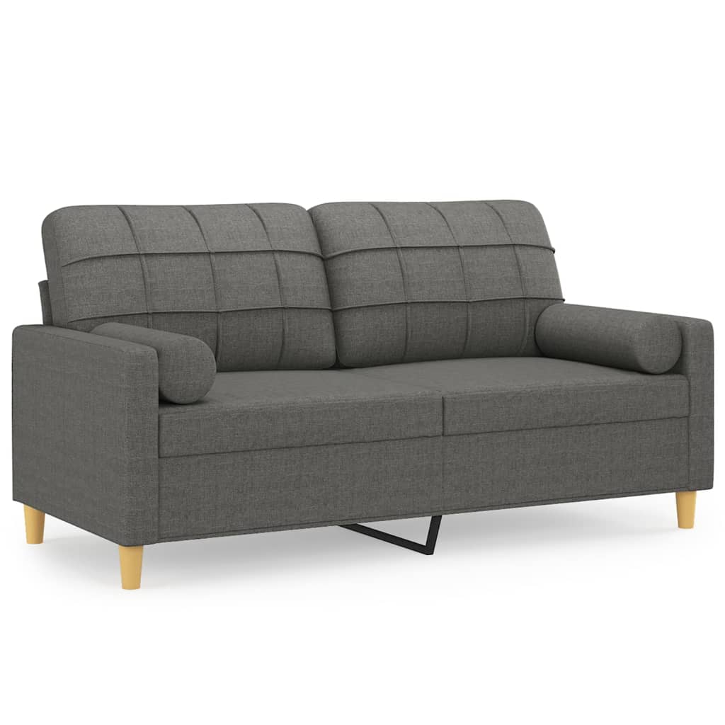 Divano a 2 Posti con Cuscini Grigio Scuro 140 cm in Tessuto | homemem39