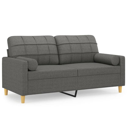 Divano a 2 Posti con Cuscini Grigio Scuro 140 cm in Tessuto | homemem39