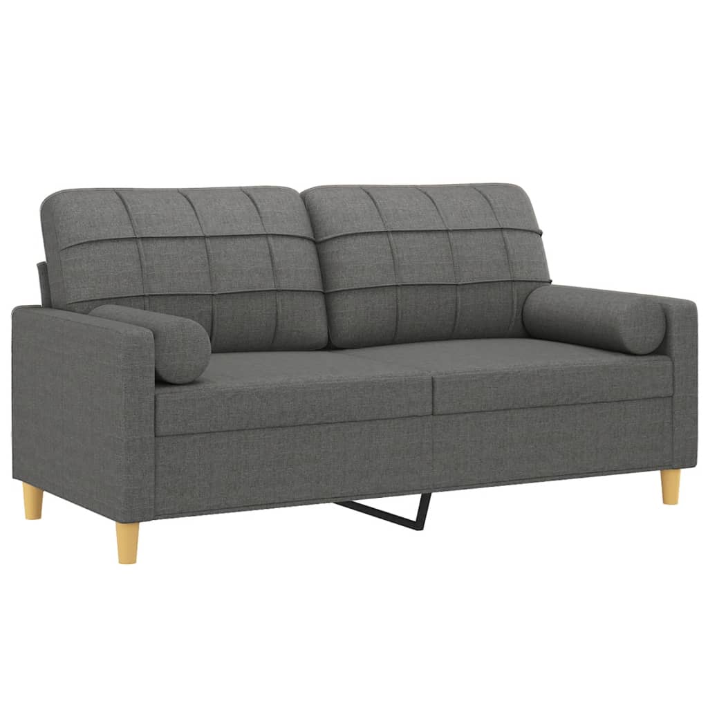 Divano a 2 Posti con Cuscini Grigio Scuro 140 cm in Tessuto | homemem39
