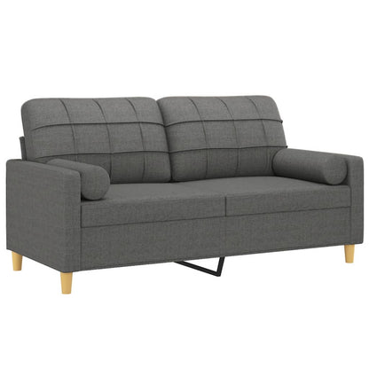 Divano a 2 Posti con Cuscini Grigio Scuro 140 cm in Tessuto | homemem39