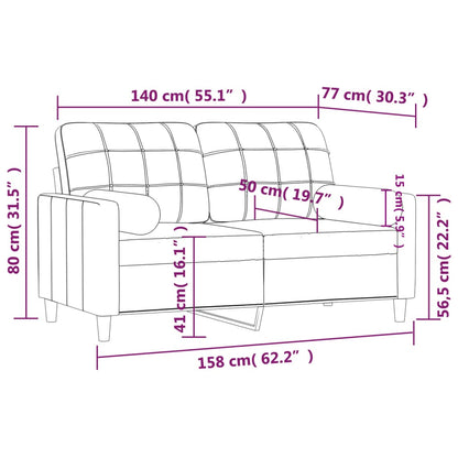 Divano a 2 Posti con Cuscini Grigio Scuro 140 cm in Tessuto | homemem39