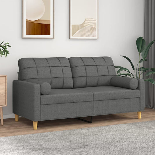 Divano a 2 Posti con Cuscini Grigio Scuro 140 cm in Tessuto | homemem39
