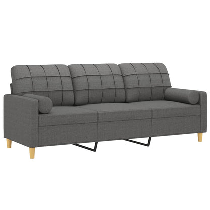 Divano a 3 Posti con Cuscini Grigio Scuro 180 cm in Tessuto | homemem39