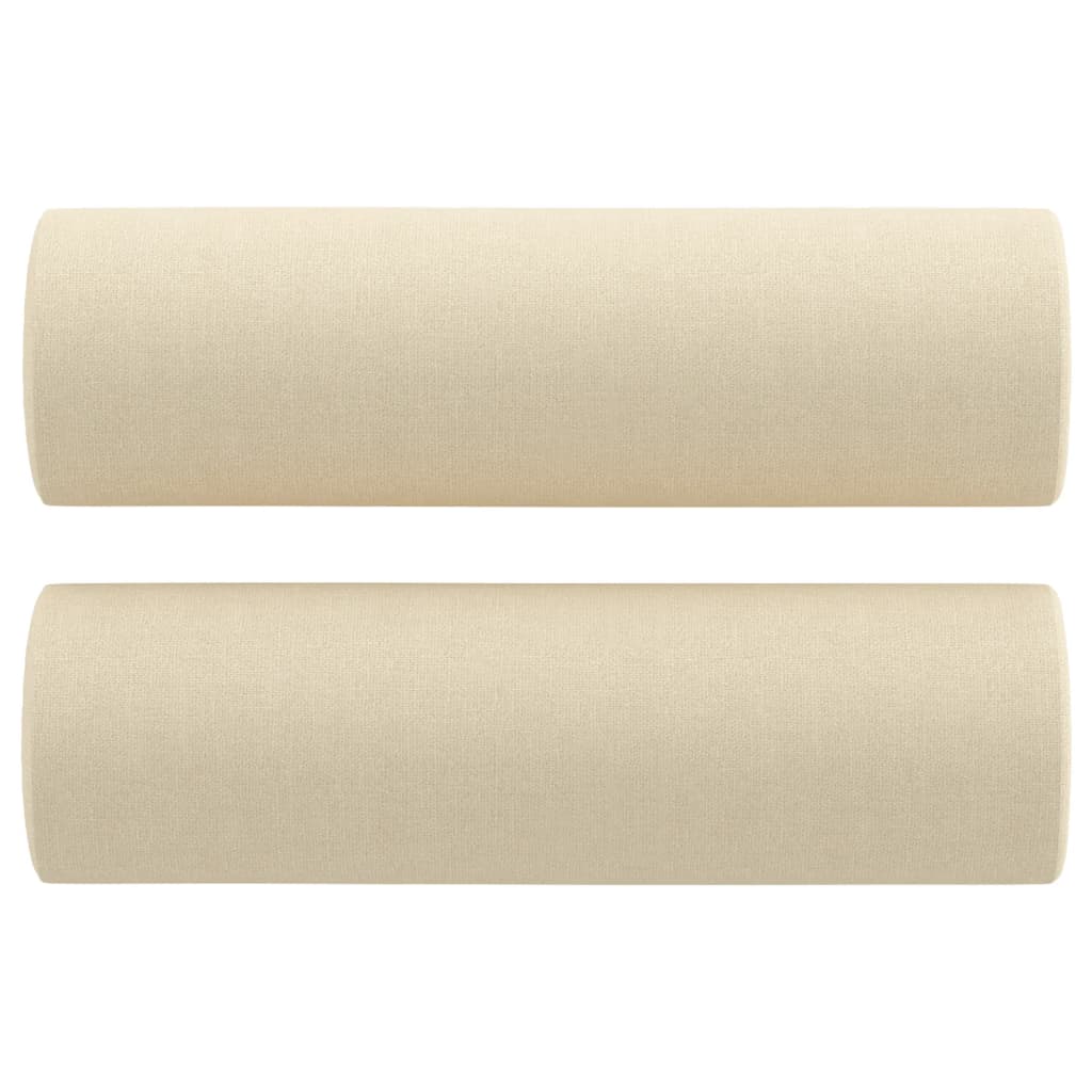 Divano a 3 Posti con Cuscini Crema 180 cm in Tessuto - homemem39