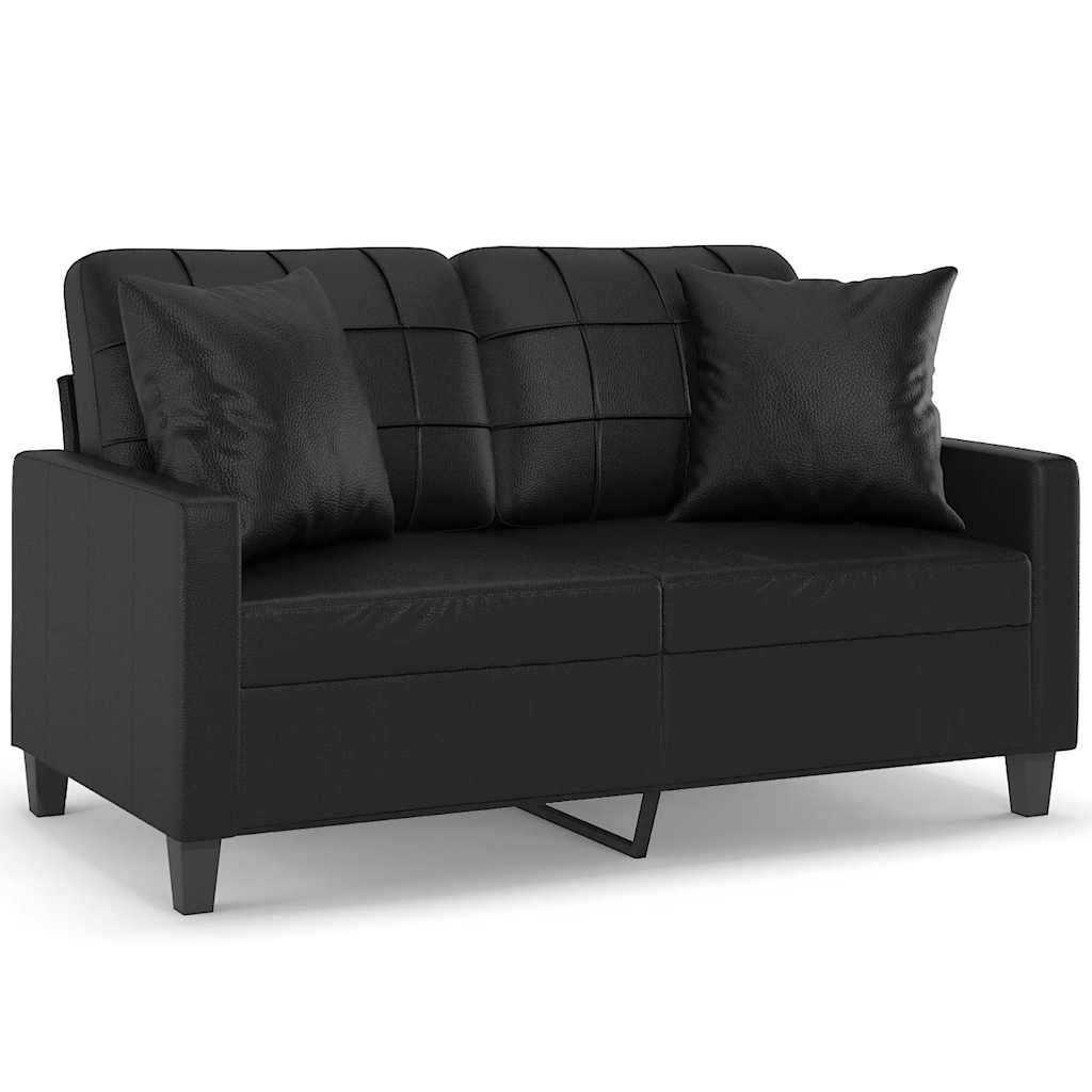 Divano a 2 Posti con Cuscini Nero 120 cm in Similpelle | homemem39
