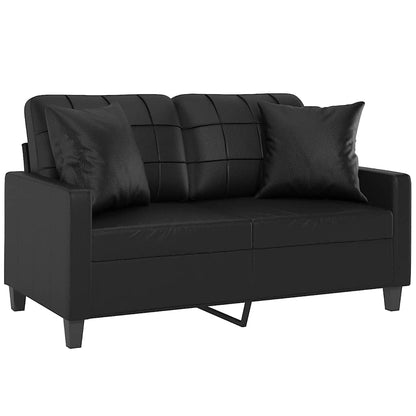 Divano a 2 Posti con Cuscini Nero 120 cm in Similpelle | homemem39
