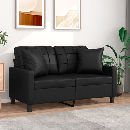 Divano a 2 Posti con Cuscini Nero 120 cm in Similpelle | homemem39