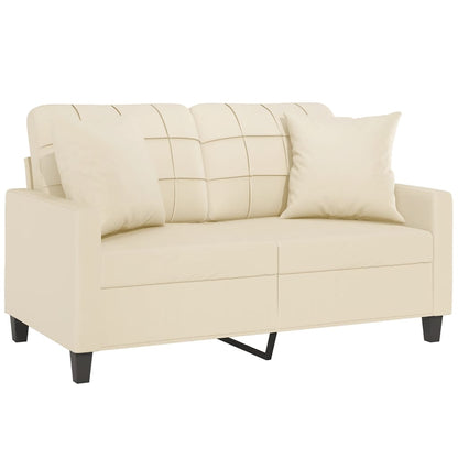 Divano a 2 Posti con Cuscini Crema 120 cm in Similpelle | homemem39