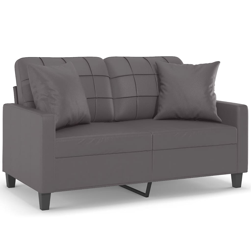 Divano a 2 Posti con Cuscini Grigio 120 cm in Similpelle | homemem39